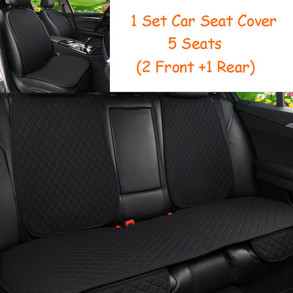 5 Seats Flax Car Seat Cover Protector with Backrest Front Rear Seat Back Waist Washable Cushion Pad Mat for Auto