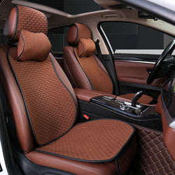 يشتري brown Flax 2pc Car Front Car Seat Cover Universal Size Breathable Comfortable Four Season Protection Car Seat Cushion Car Accessories