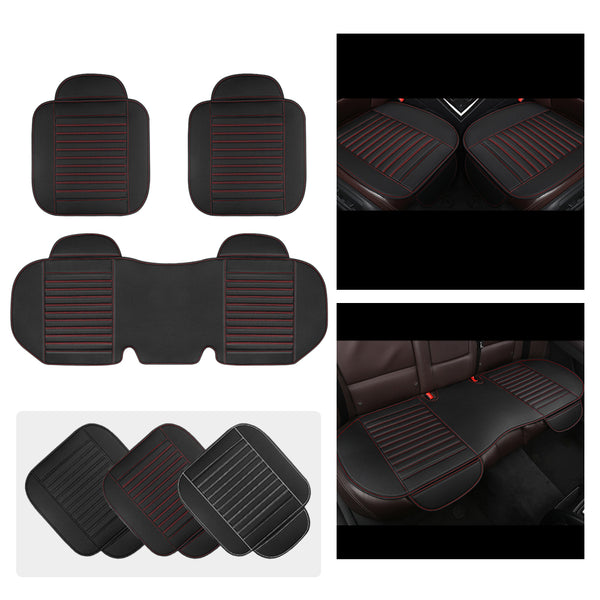 Universal Pu Leather Car Seat Cushion Anti-Slip Car Interior Breathable Seat Cover Cushion For Auto Supplies (Black)