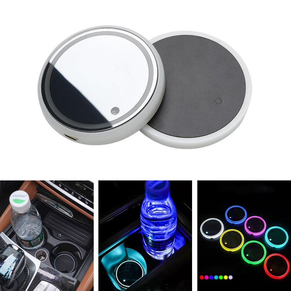 LED Car Cup Coaster Light Sensor Pad Mat Holder Atmosphere Interior Light Lamp