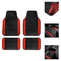 Buy red-black 4pcs Universal Car Floor Mats Foot Pad Carpet