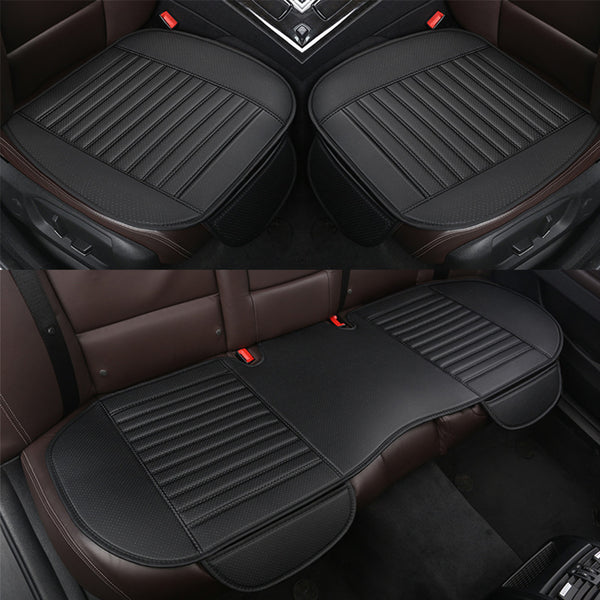 Universal Pu Leather Car Seat Cushion Anti-Slip Car Interior Breathable Seat Cover Cushion For Auto Supplies (Black)