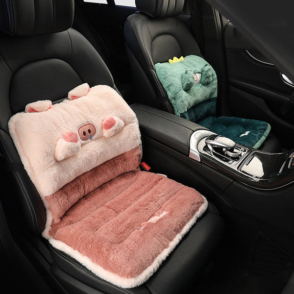 Car Seat Cover Cute Plush Seat Cushion With Strap Protection Cushion Waist Support Backrest Chair Cushion Car Seat Office Chair Warm In Winter