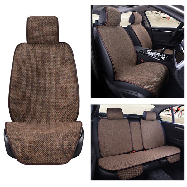 5 Seats Linen Car Seat Cover Protector Flax Front Rear Seat Back Cushion Pad Mat with Backrest for Auto Interior Truck Suv Van