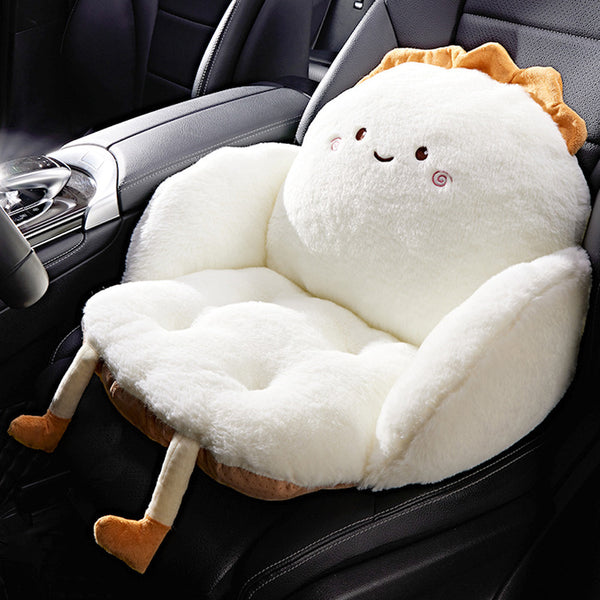 Car Seat Cushion, Office Chair, Plush Pain Relief Pad, Cute Seat Cushion, Soft Filling, Backrest, Warm, Waterproof, One-piece Lumbar Backrest, Integrated Cushion