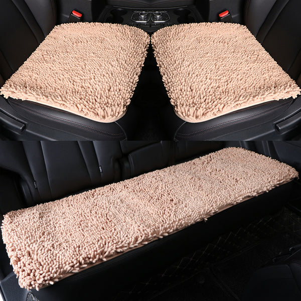 Chair Cushion, Five Seat Front And Rear Car Seat Protection Cushion, Decompression Anti-skid Super Soft Square Plush Seat Cover, Fit For Most Cars,SUVs