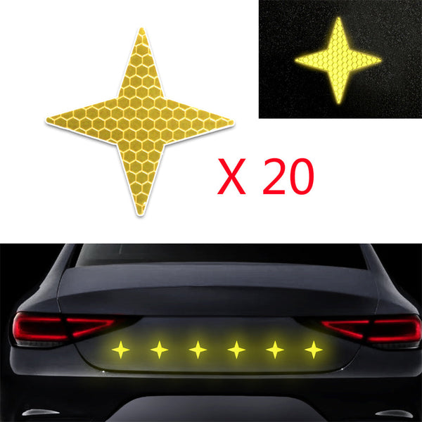 Four-pointed Star Decals Reflective Stickers Safety Warning Tape Self-Adhesive Reflector Kit