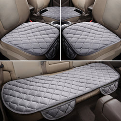 Buy gray-five-seat Plush Car Seat Cushion, Non Binding Anti Slip Rubber Bottom, Advanced Comfort Memory Foam, Driver Seat Backrest Cushion, Winter Seat Heating Pad