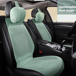 Buy comfortable-green-2pcs 2/5 Seat Ultra-Thin Car Leather Suede Breathable Seat Cushion