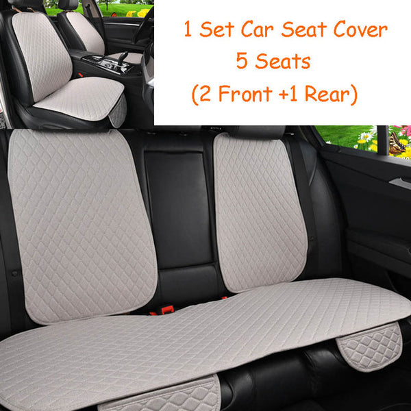 5 Seats Flax Car Seat Cover Protector with Backrest Front Rear Seat Back Waist Washable Cushion Pad Mat for Auto