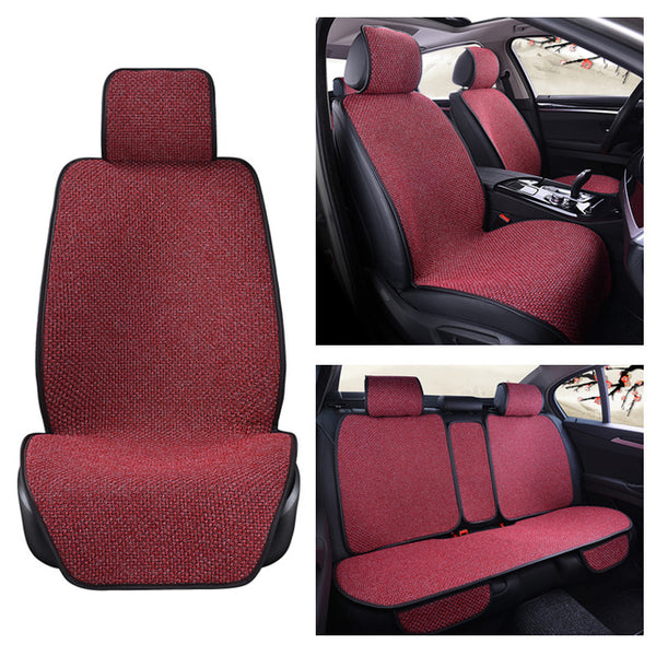 5 Seats Linen Car Seat Cover Protector Flax Front Rear Seat Back Cushion Pad Mat with Backrest for Auto Interior Truck Suv Van