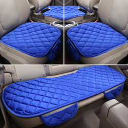 Buy blue-five-seat Plush Car Seat Cushion, Non Binding Anti Slip Rubber Bottom, Advanced Comfort Memory Foam, Driver Seat Backrest Cushion, Winter Seat Heating Pad