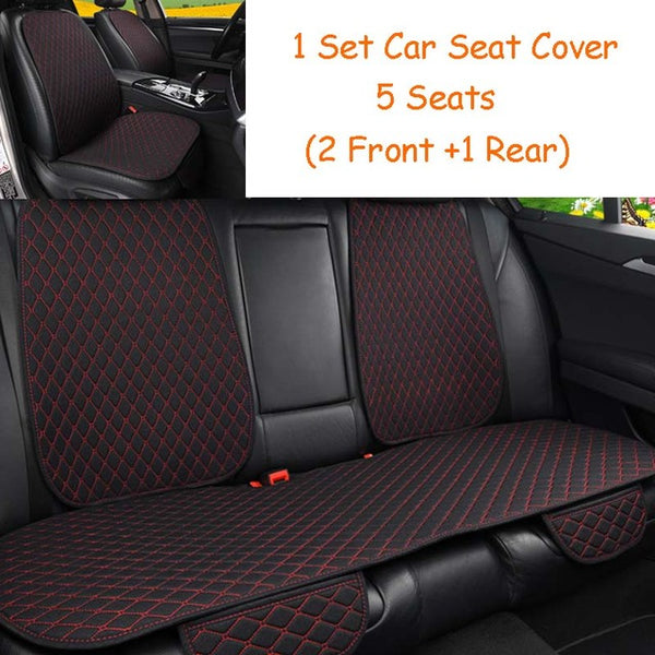 5 Seats Flax Car Seat Cover Protector with Backrest Front Rear Seat Back Waist Washable Cushion Pad Mat for Auto