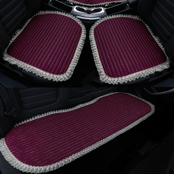 Car Seat Pads 3 Pieces Breathable Car Upholstery Seat Cover Cushion Pads For Car Supplies Office Chair Fiber(Pink)