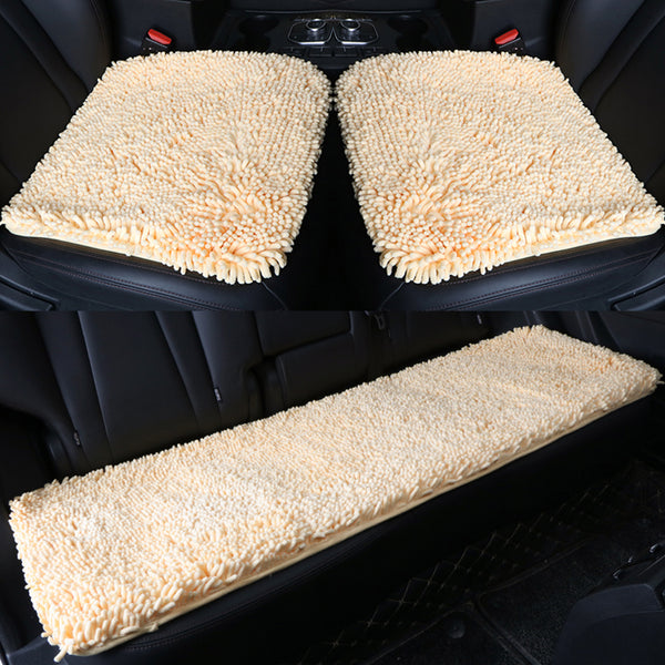 Chair Cushion, Five Seat Front And Rear Car Seat Protection Cushion, Decompression Anti-skid Super Soft Square Plush Seat Cover, Fit For Most Cars,SUVs