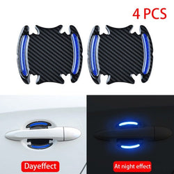 Buy blue 4pcs/Set Door Handle Bowl Cover Sticker Reflective Car Stickers Safety Warning Strip