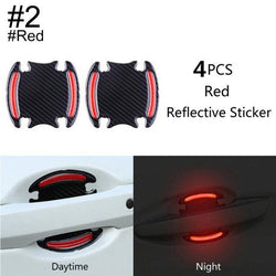 Buy 2-red 3D Carbon Fiber Car Door Handle Paint Scratch Protector Reflective Strip 4Pcs