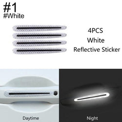 Acheter 1-white 3D Carbon Fiber Car Door Handle Paint Scratch Protector Reflective Strip 4Pcs