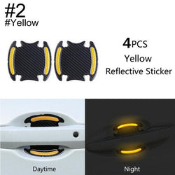 Comprar 2-yellow 3D Carbon Fiber Car Door Handle Paint Scratch Protector Reflective Strip 4Pcs