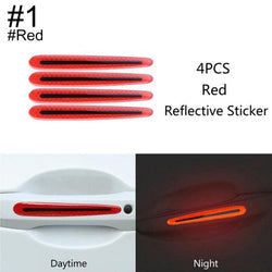 Buy 1-red 3D Carbon Fiber Car Door Handle Paint Scratch Protector Reflective Strip 4Pcs