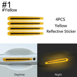 Comprar 1-yellow 3D Carbon Fiber Car Door Handle Paint Scratch Protector Reflective Strip 4Pcs