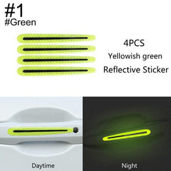 Buy 1-green 3D Carbon Fiber Car Door Handle Paint Scratch Protector Reflective Strip 4Pcs