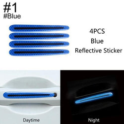 Buy 1-blue 3D Carbon Fiber Car Door Handle Paint Scratch Protector Reflective Strip 4Pcs