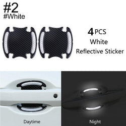 Comprar 2-white 3D Carbon Fiber Car Door Handle Paint Scratch Protector Reflective Strip 4Pcs